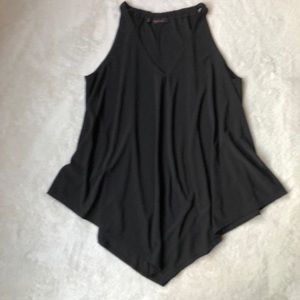 Black Flowy V-Neck Tank Top
